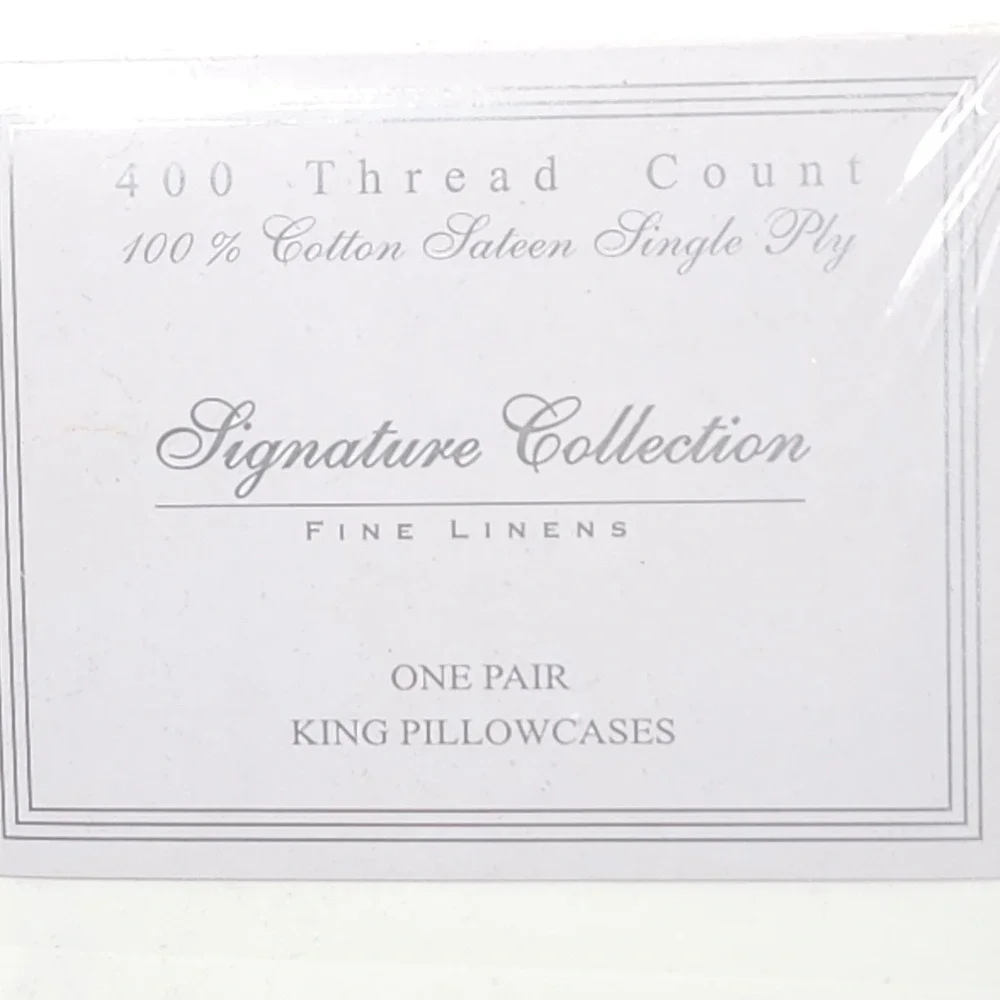 Signature‎ Collection Fine Linens King PillowCases Cotton Sateen 400 tc. 1-Pair